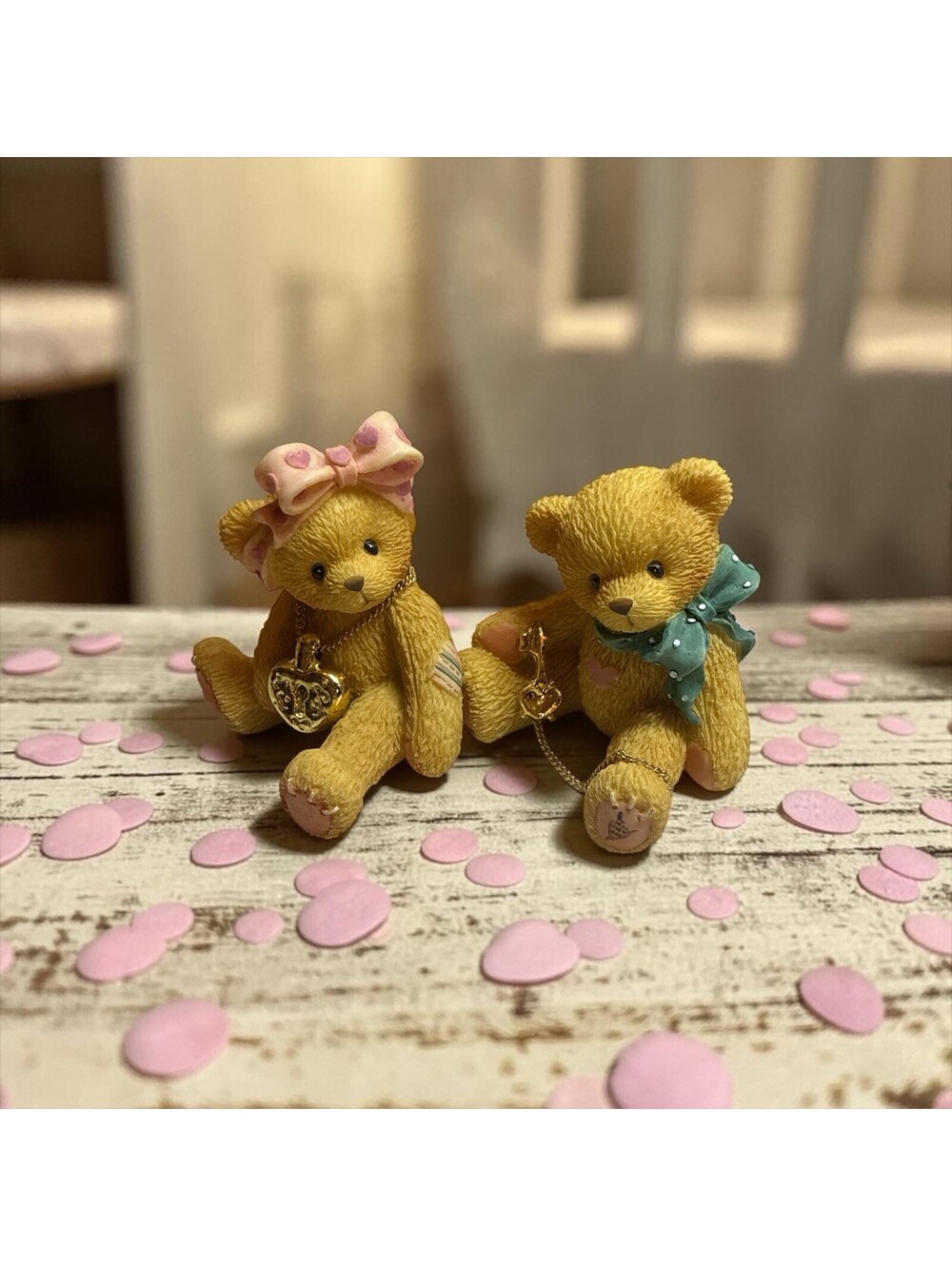 Cherished Teddies Set Of 2 Lock and Key to My Heart Bears #302759 1997  1.5"H